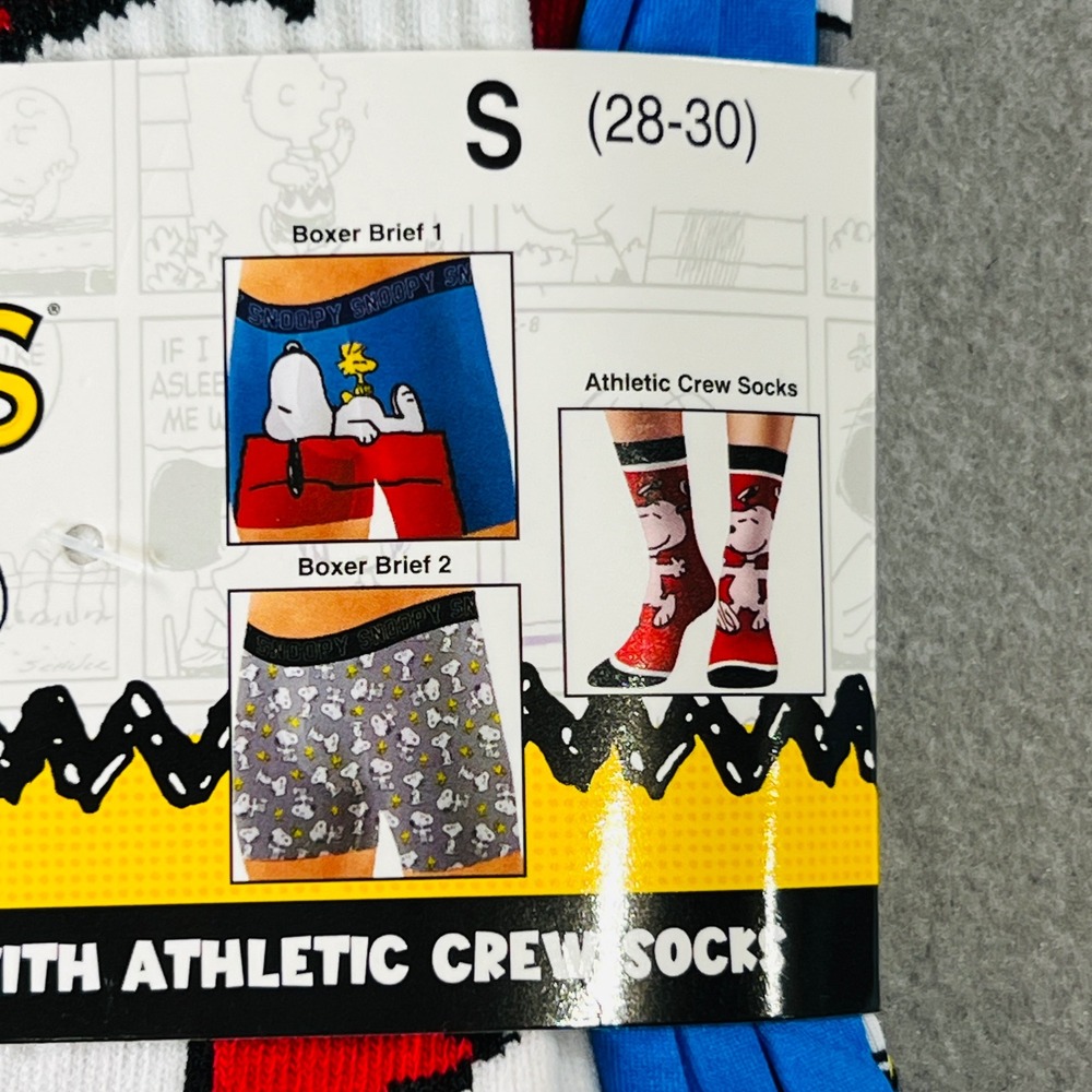 Peanuts Snoopy Boxer Briefs Socks 3PC Set Mens Small Blue Gray Red NWT Novelty - Picture 3 of 4